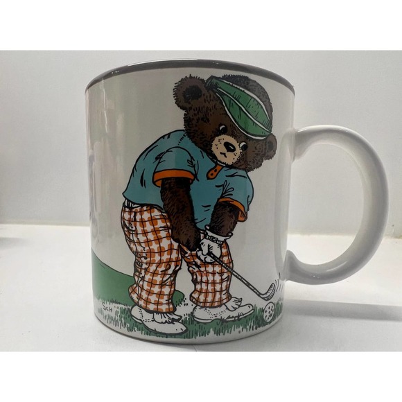 Vintage Potpourri Press Golf Coffee Mug Cup Bear Playing Golf 12 ounce NEW - Picture 3 of 5